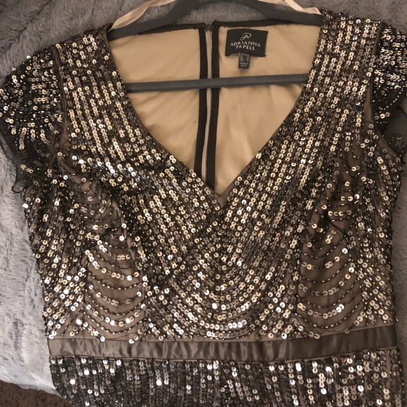 Adrianna Papell chocolate brown embellished gown - Picture 8 of 8